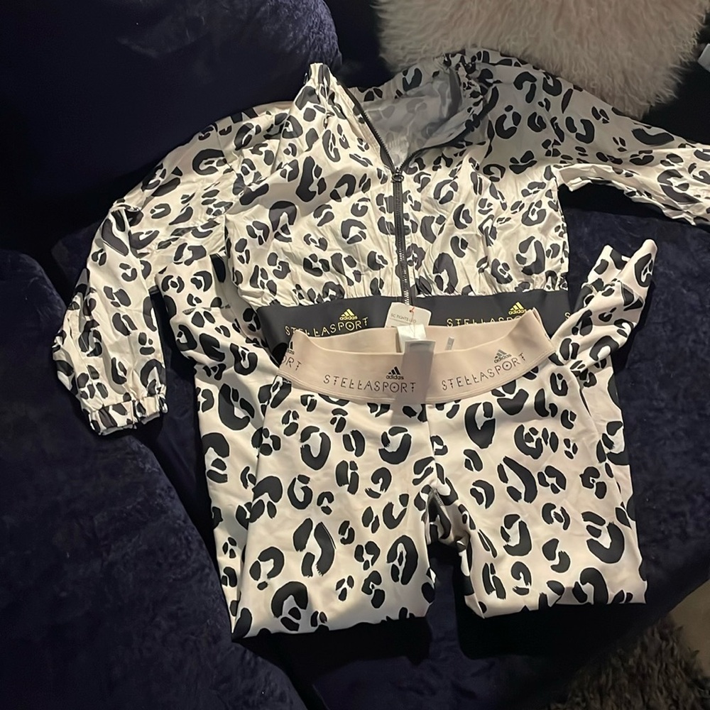 adidas Black and White Leopard Print Leggings